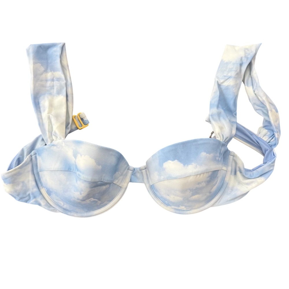 WeWoreWhat Claudia Bikini Top Powder Blue Cloud Print‎ Underwire Large